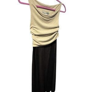 Séverine Perraudin Paris – Two-Tone Draped Dress (Beige & Brown)